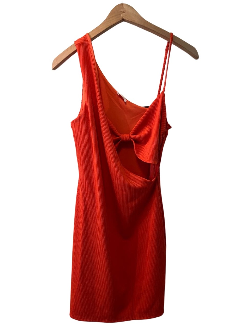 Le Lis Orange Asymmetrical Cutout Bow Mini Dress